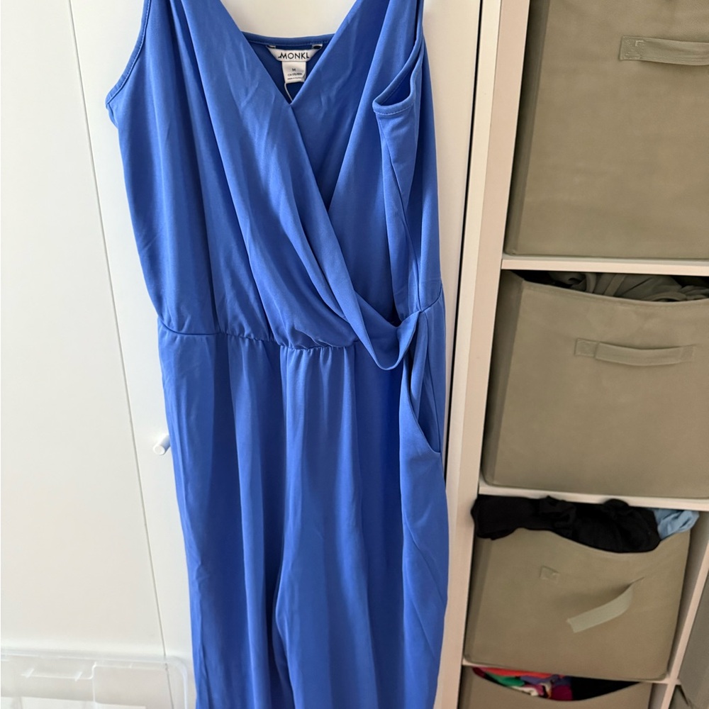 Monki V-Neck Blue Jumpsuit